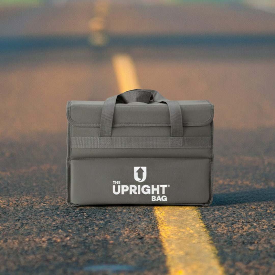 food delivery bag with insulated on a road