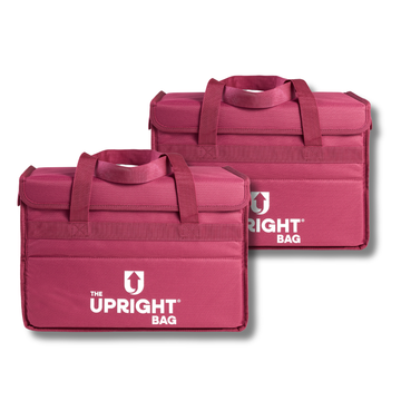 Two Amaranth deep purple bundle deal 'The Upright Bag' on a white background