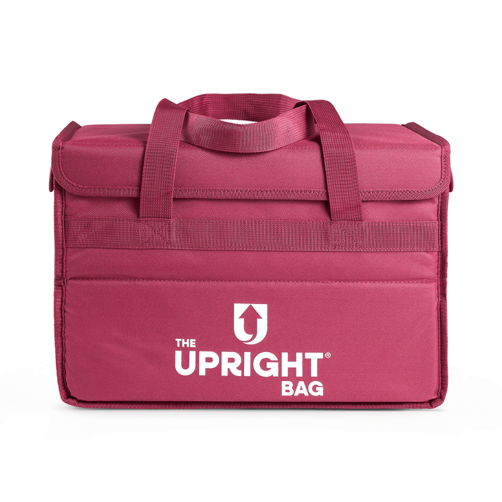 The upright insulated food delivery bag in pink edition 