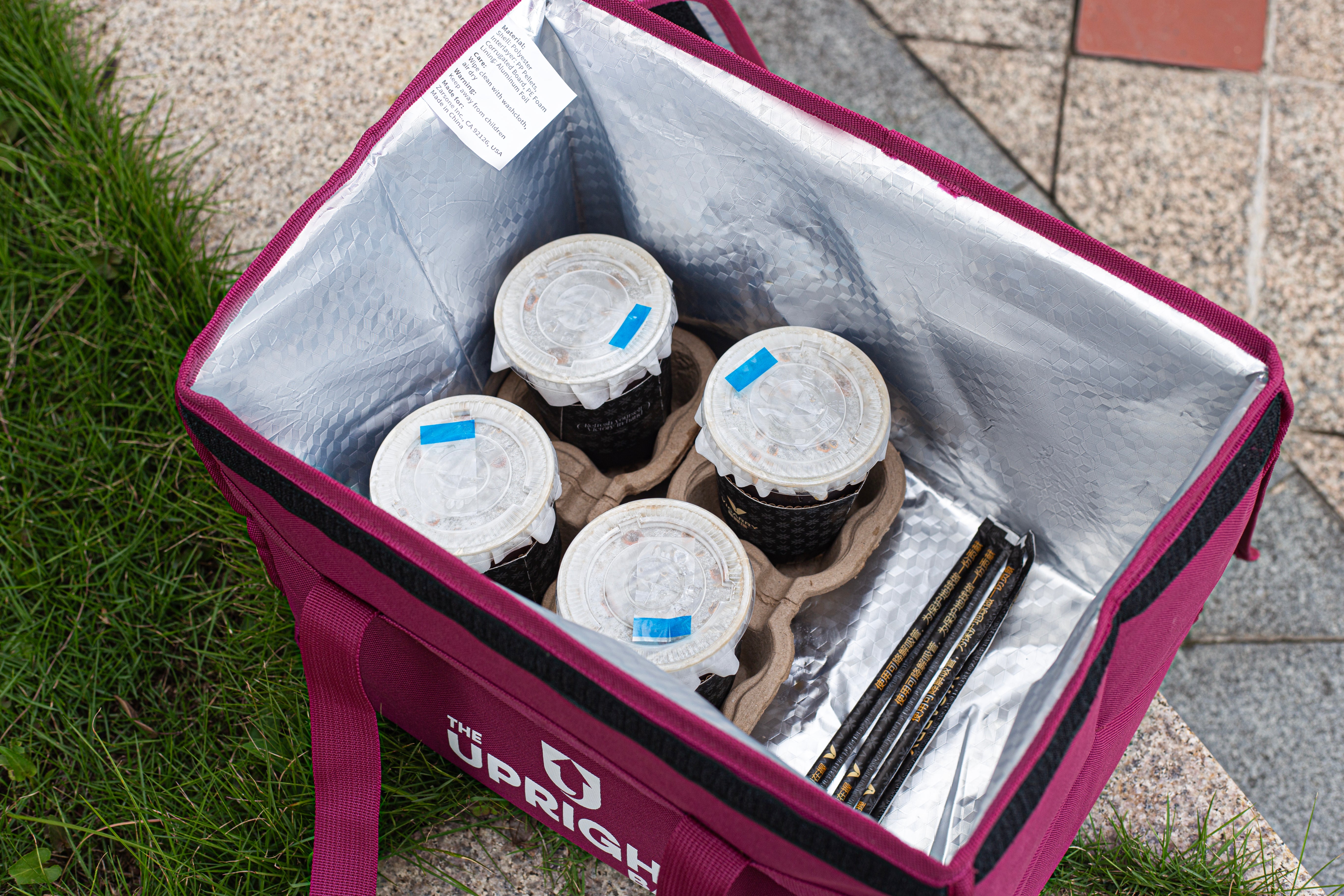 Deep Purple cooler bag with insulated compartments- Life style image